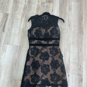 Self-Portrait Black Lace Floral Mini Dress